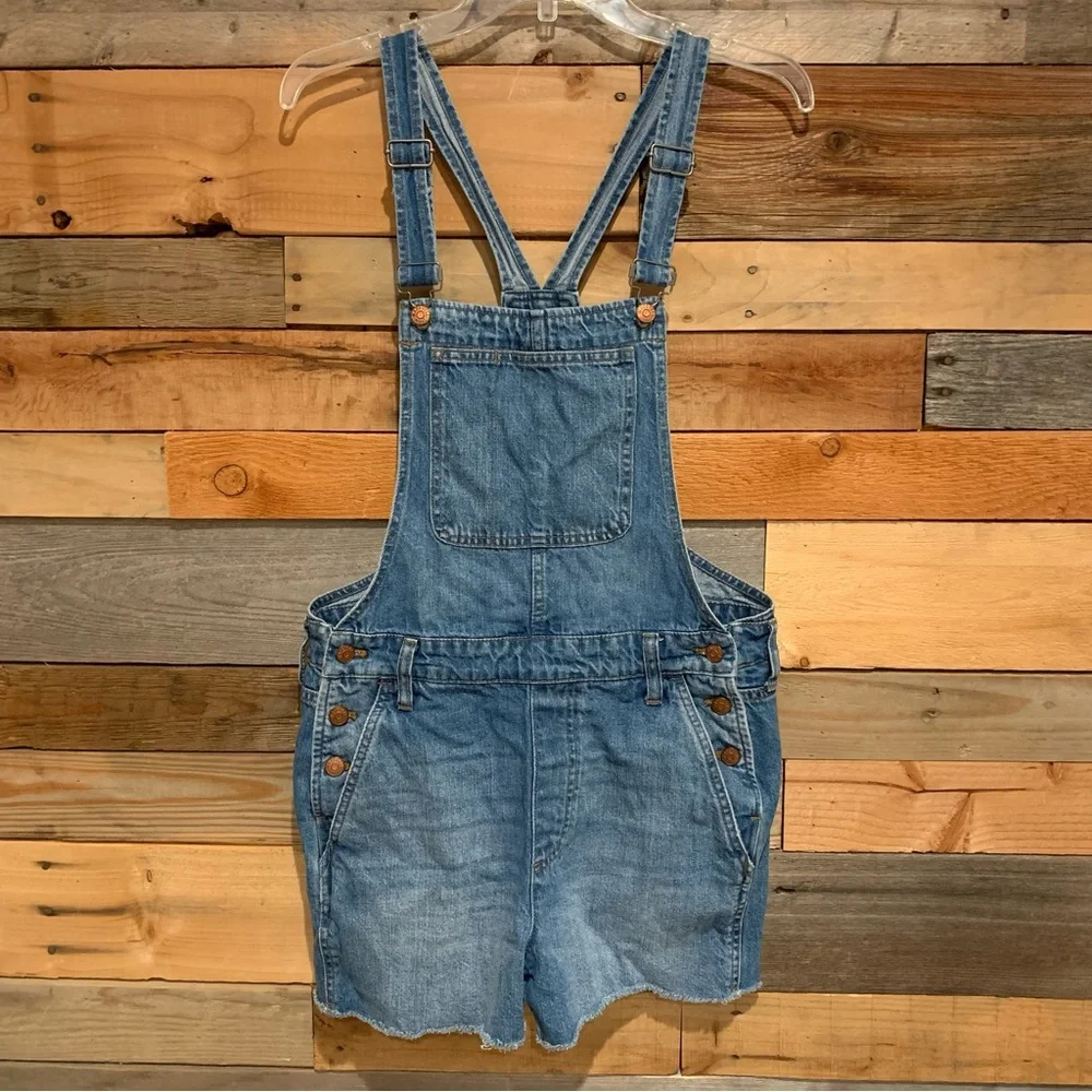 Madewell Adirondack Short Overalls Raw Hem In Dawkins Wash Size M - Picture 5 of 14